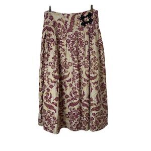 Soft surroundings Linen‎ Blend Maxi Skirt Sz TL Beige/Gold/Plum Floral Tall